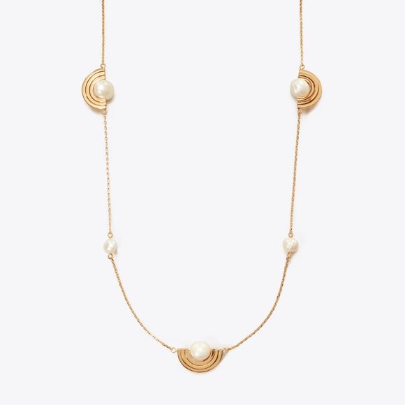 New Tory Burch Spinning Pearl Long 36" Necklace - Picture 3 of 5